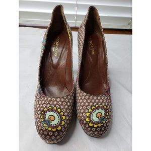 Sergio Rossi Brown Flowered High Heels Size 7.5/EU38